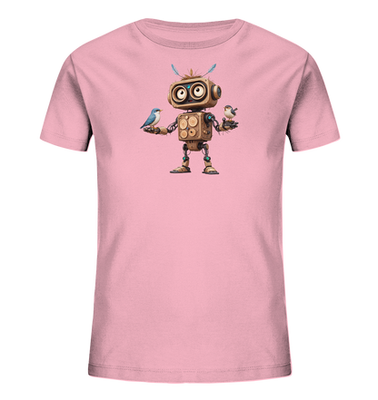 Kinder-T-Shirt | Roboter mit Federn und zwei Vögeln - Kinder Bio T-Shirt