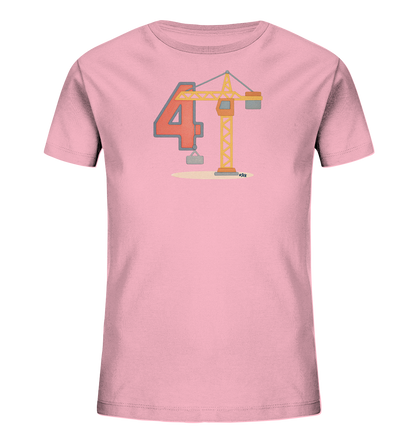 Kinder-T-Shirt mit Zahl 4 und Baukran
