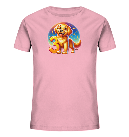 Kinder T-Shirt mit Hundewelpe und großer Zahl 3