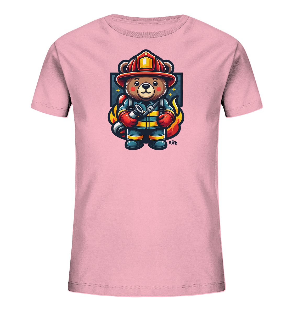 Kinder-T-Shirt mit Bär in Feuerwehrmontur