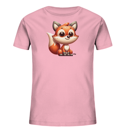 Kinder T-Shirt mit sitzendem Cartoon-Fuchs, Kulleraugen und buschigem Schwanz