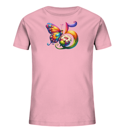 Kinder T-Shirt mit bunter Zahl 5 und Schmetterling