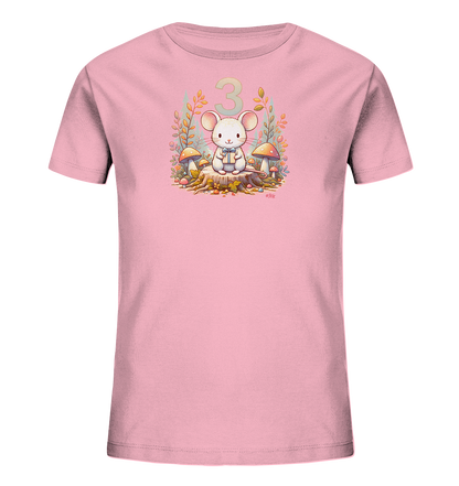 Kinder T-Shirt mit Maus, Geschenk und Zahl 3