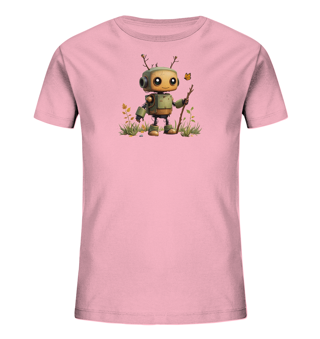 Kinder T-Shirt | Kleiner Ast-Roboter findet Freund - Kinder Bio T-Shirt