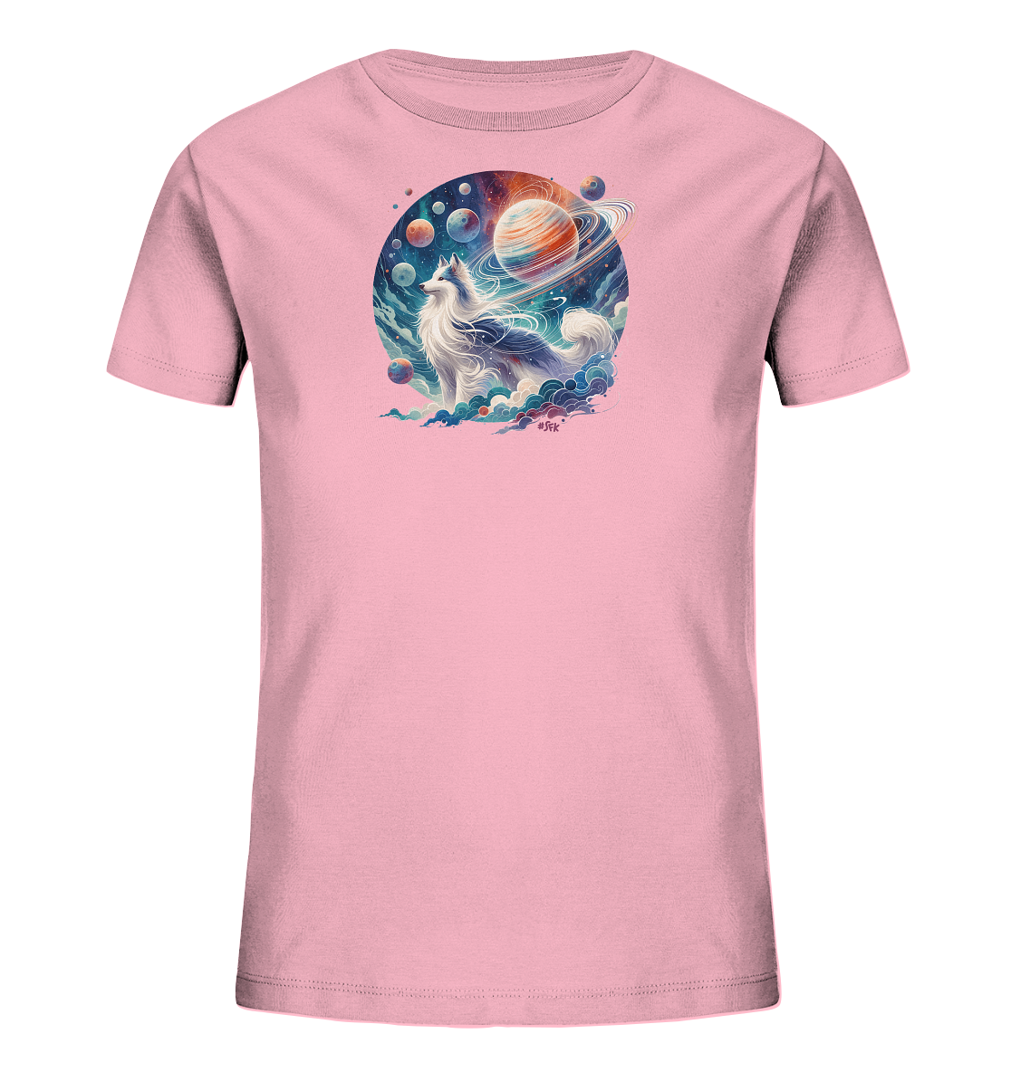 Kinder-T-Shirt mit Hund in einer Galaxie
