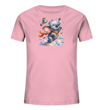 Kinder T-Shirt mit fliegendem Elefant und Ballonrakete