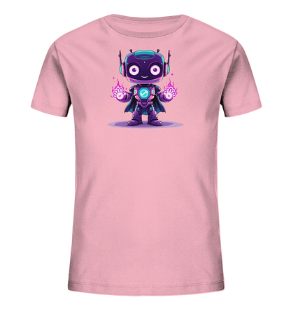Onlineshop Shirts für Kinder - Das Bild zeigt ein gelbes Bio-Kinder-T-Shirt, das flach ausgelegt ist. Auf der Vorderseite des Shirts befindet sich eine niedliche Illustration eines sitzenden Bärenjungen. Das Bärenjunge ist in Brauntönen gehalten, hat große, freundliche Augen und ein sanftes Lächeln, mit einer kleinen grünen Pflanze daneben. Der Stil der Grafik ist cartoonhaft und verspielt, was dem Shirt einen charmanten Look verleiht und es ideal für Kinder macht.