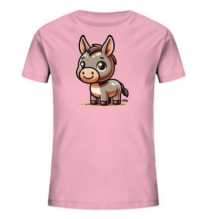Kinder T-Shirt mit freundlichem Cartoon-Esel, großen Augen und langen Ohren