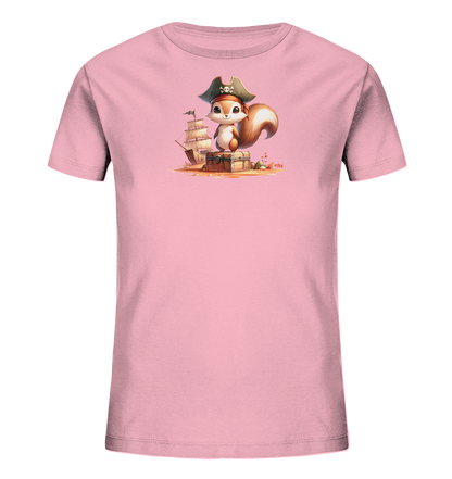Kinder T-Shirt mit Eichhörnchen als Pirat und Schatztruhe