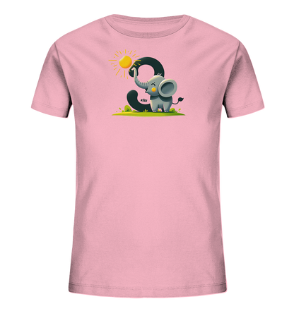 Kinder T-Shirt mit Cartoon-Elefant, Sonne und Zahl 9