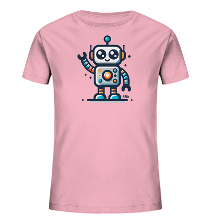 Kinder-T-Shirt mit winkendem buntem Roboter