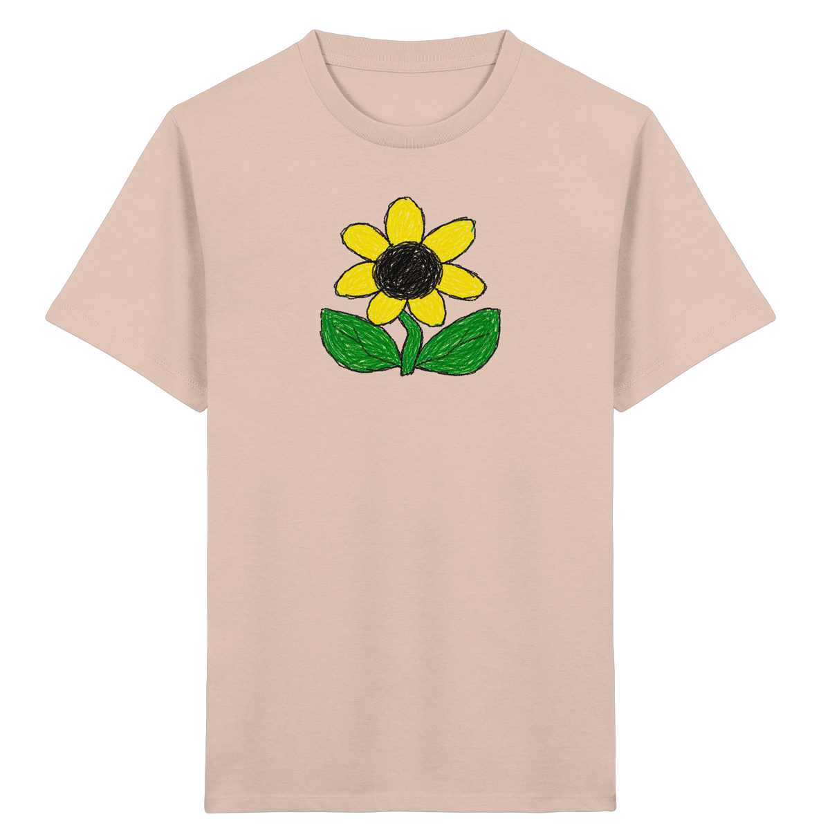 Kritzel Sonnenblume Kinder Shirt - Kinder Bio T-Shirt