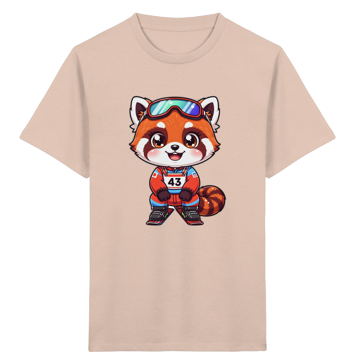 Roter Panda Ski Abenteuer Kinder T-Shirt