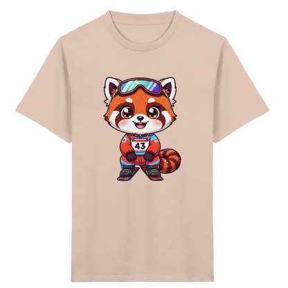 Roter Panda auf Skiern – Kinder Bio-T-Shirt