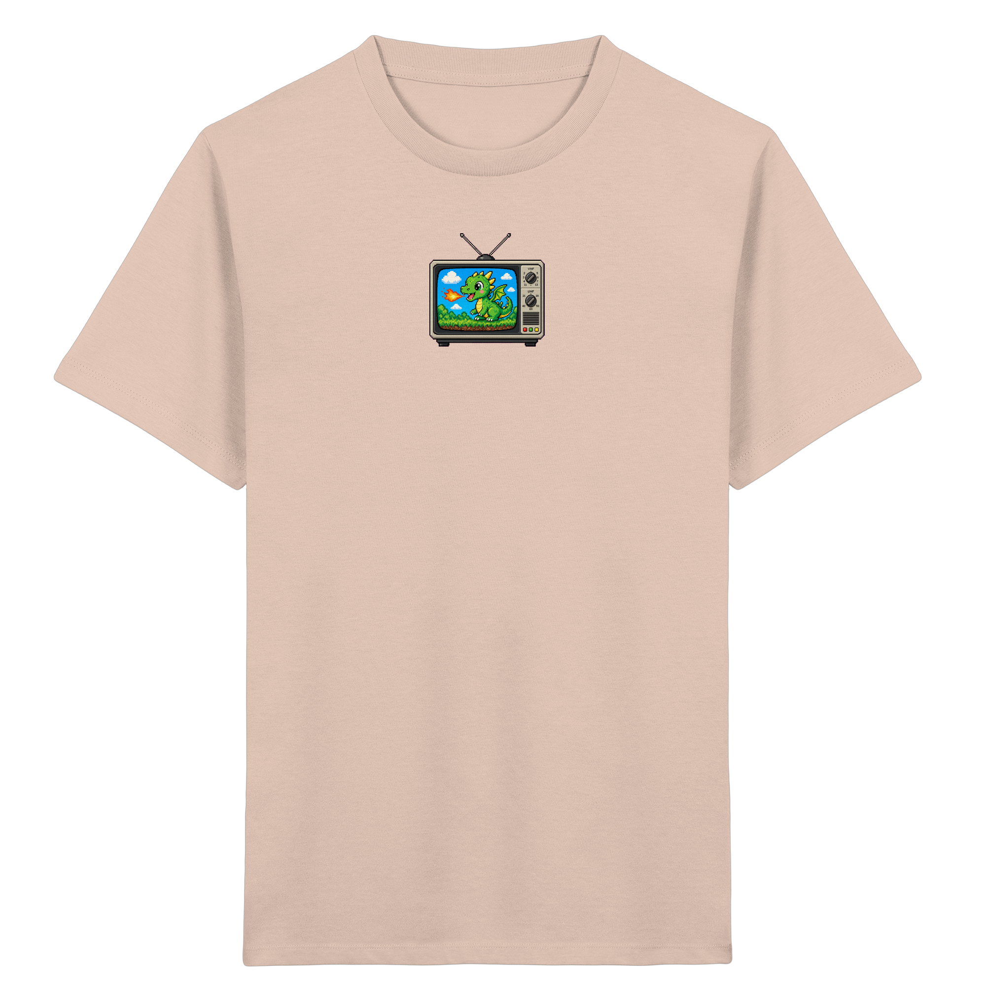 Kinder T-Shirt – Pixel-Drache im Retro-Fernseher