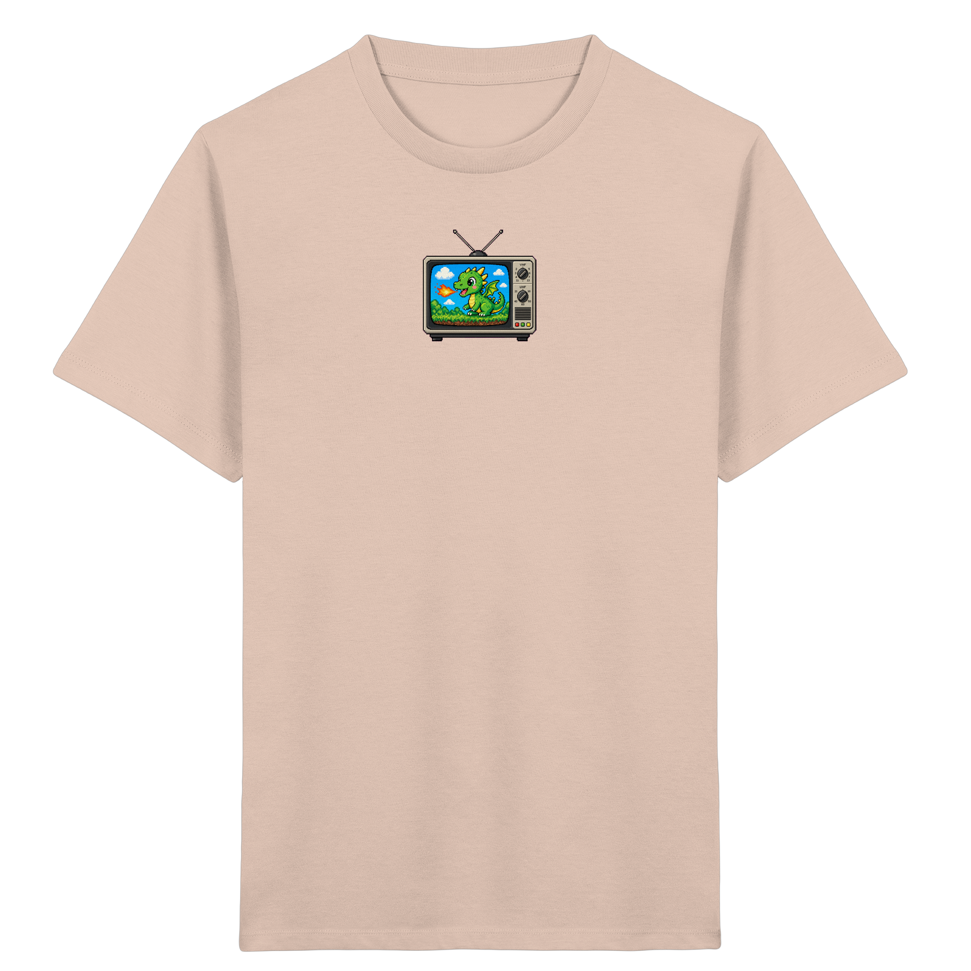 Pixel Drache im Retro TV Shirt - Kinder Bio T-Shirt