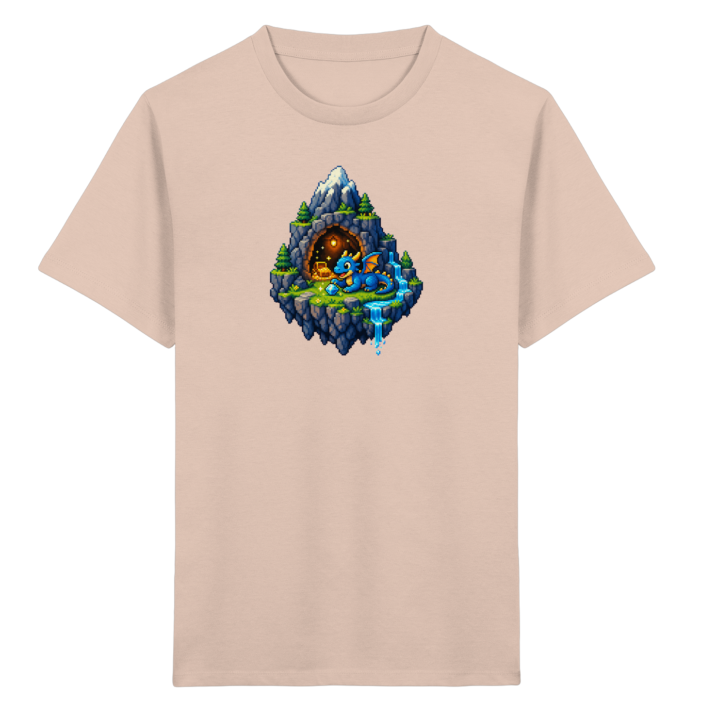Magischer Pixel Drache Schatz Insel - Kinder Bio T-Shirt