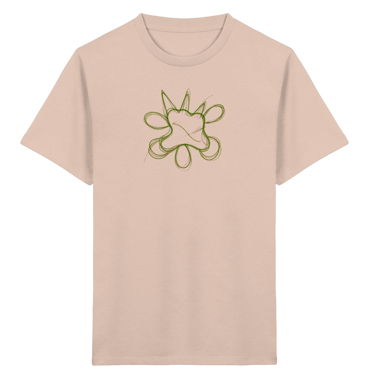 Grasgrünes Linienmonster für Kinder - Kinder Bio T-Shirt