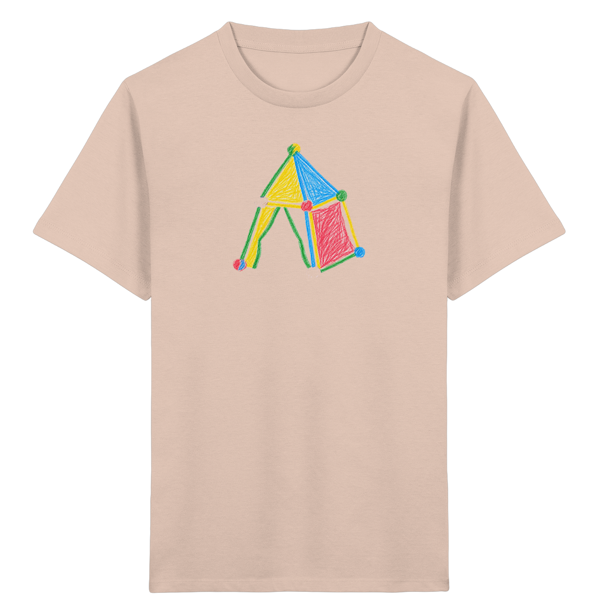 Buntes Farbpunkt Zelt Motiv - Kinder Bio T-Shirt