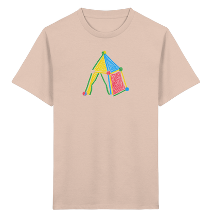 Buntes Farbpunkt Zelt Motiv - Kinder Bio T-Shirt