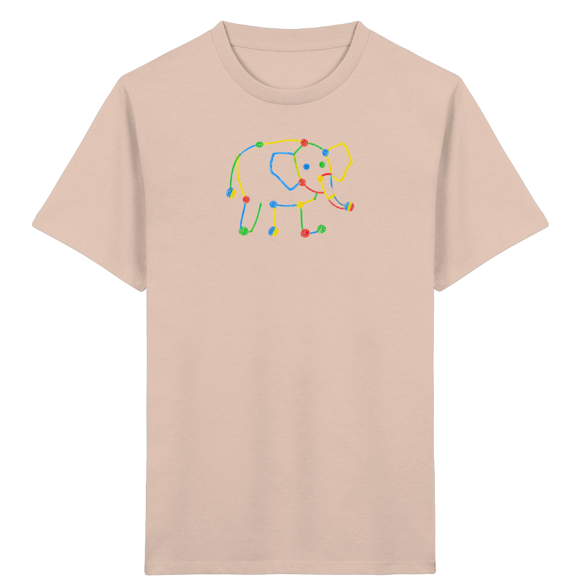 Farbpunkt Elefant Kinderzeichnung - Kinder Bio T-Shirt