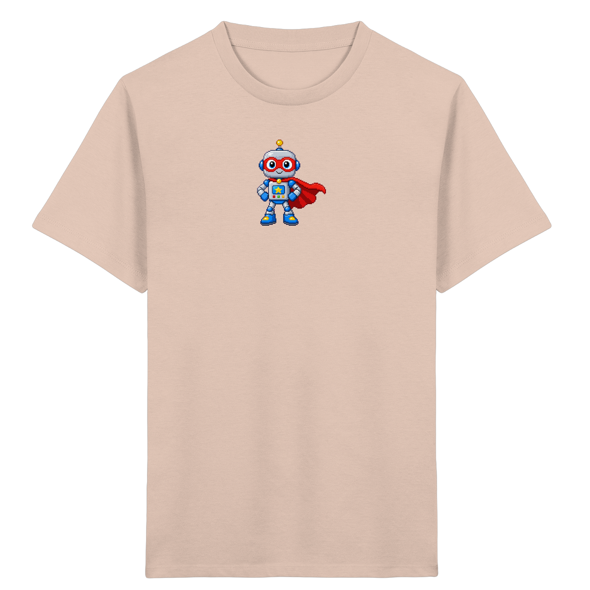 Pixel-Roboter Superhelden-Shirt: Freundliches Design - Kinder Bio T-Shirt