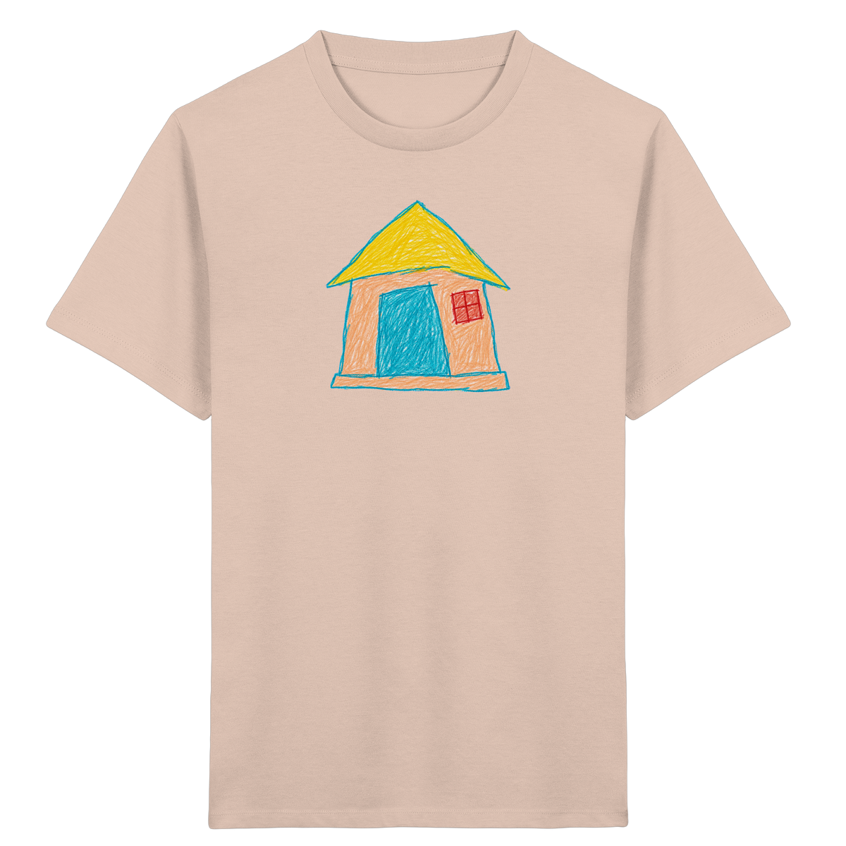 Pfirsichfarbenes Türhaus für Kinder - Kinder Bio T-Shirt