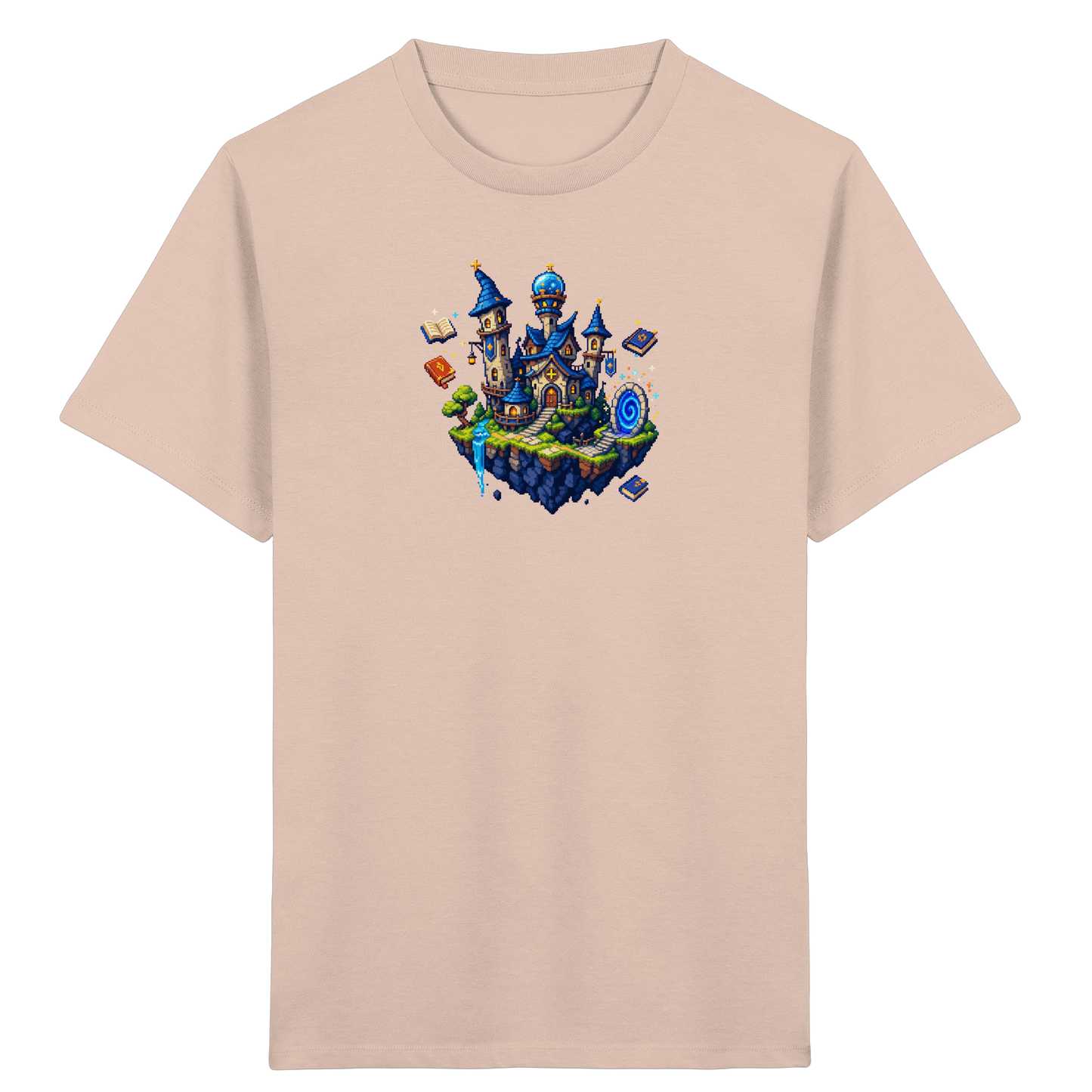 Magische Akademie schwebende Insel Pixel-Shirt - Kinder Bio T-Shirt