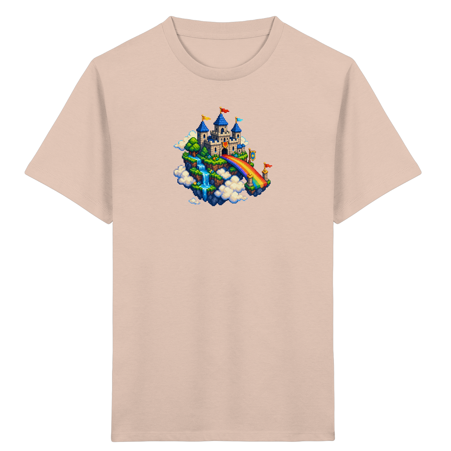 Magische Märchenburg im Pixel Art Design - Kinder Bio T-Shirt