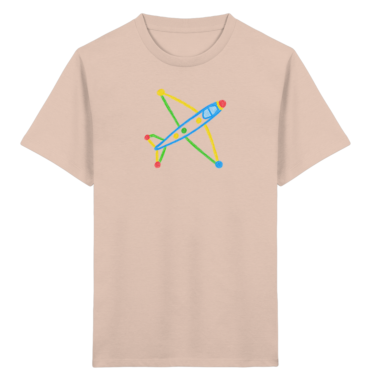 Buntes Flugzeug mit Farbpunkten - Kinder Bio T-Shirt