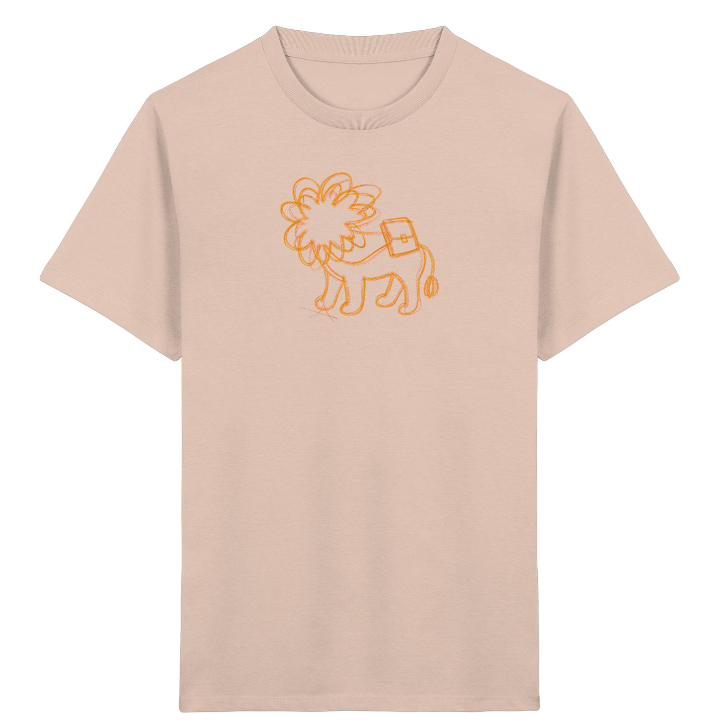 Senfgelber Krakellöwe mit Ranzen - Kinder Bio T-Shirt