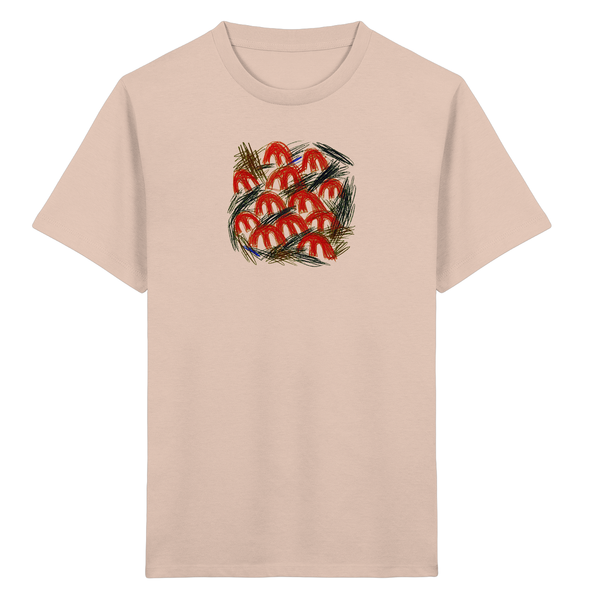 Fraiche-Peche Kinder Bio T-Shirt mit Pilz-Motiv im Kritzelstil