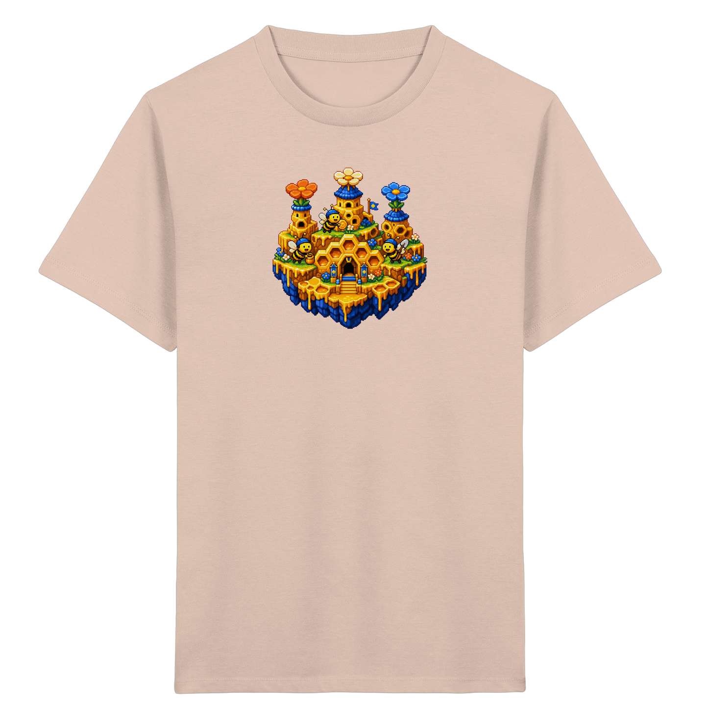 Fröhliches Pixel-Art Bienen T-Shirt - Kinder Bio T-Shirt