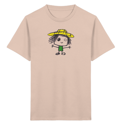 Kritzelkopf mit gelbem Strohhut - Kinder Bio T-Shirt