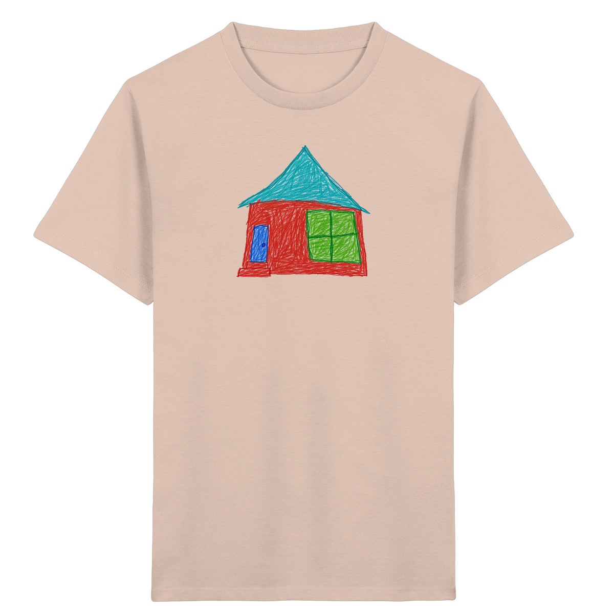 Rotes Haus mit Türkisdach - Kinder Bio T-Shirt