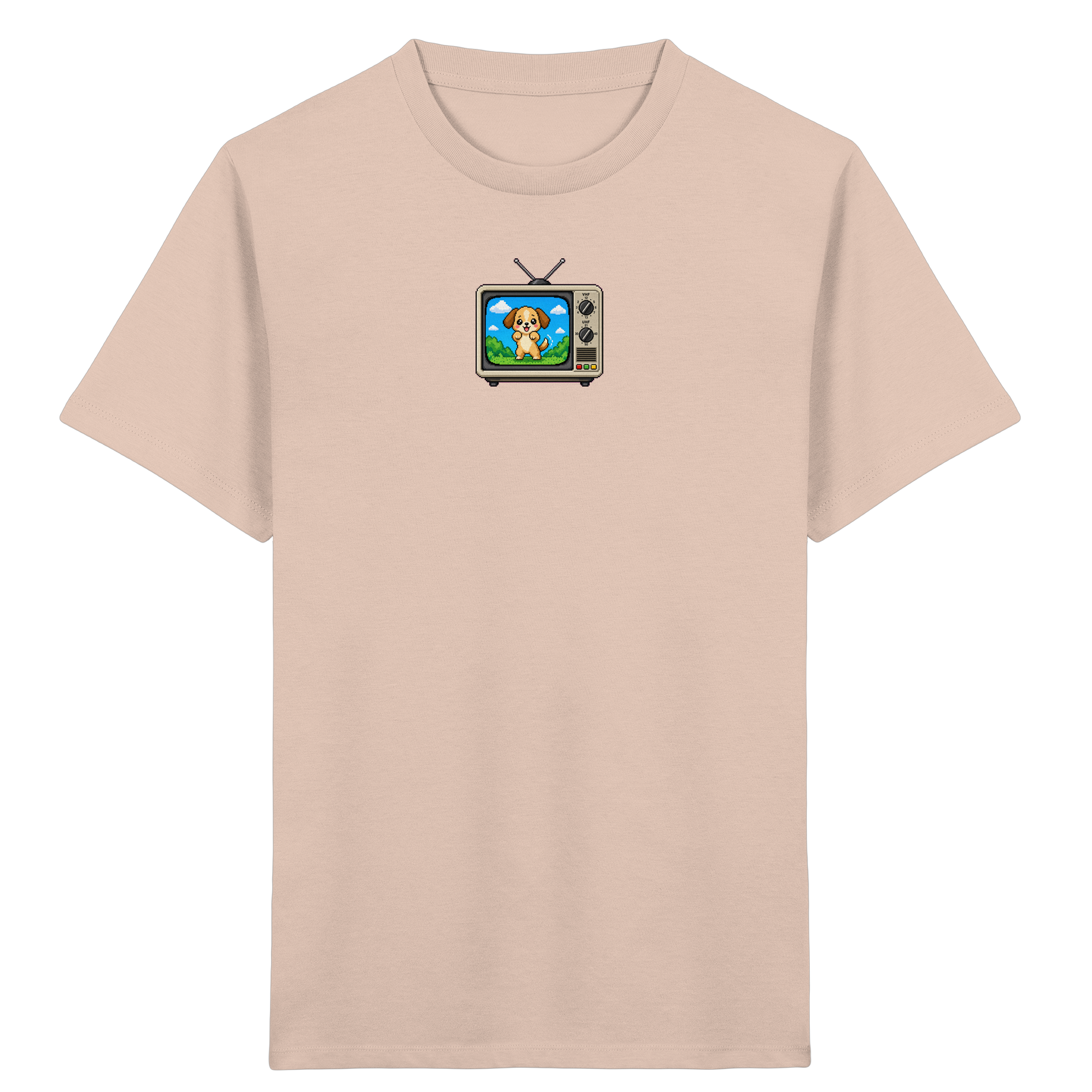 Pixel Hund im Retro Fernseher - Kinder Bio T-Shirt
