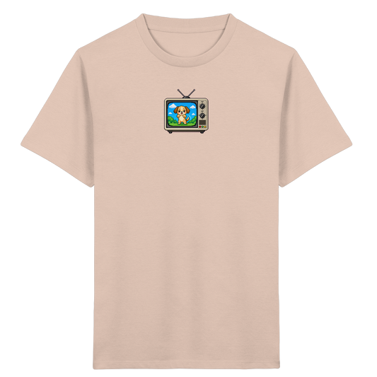 Pixel Hund im Retro Fernseher - Kinder Bio T-Shirt