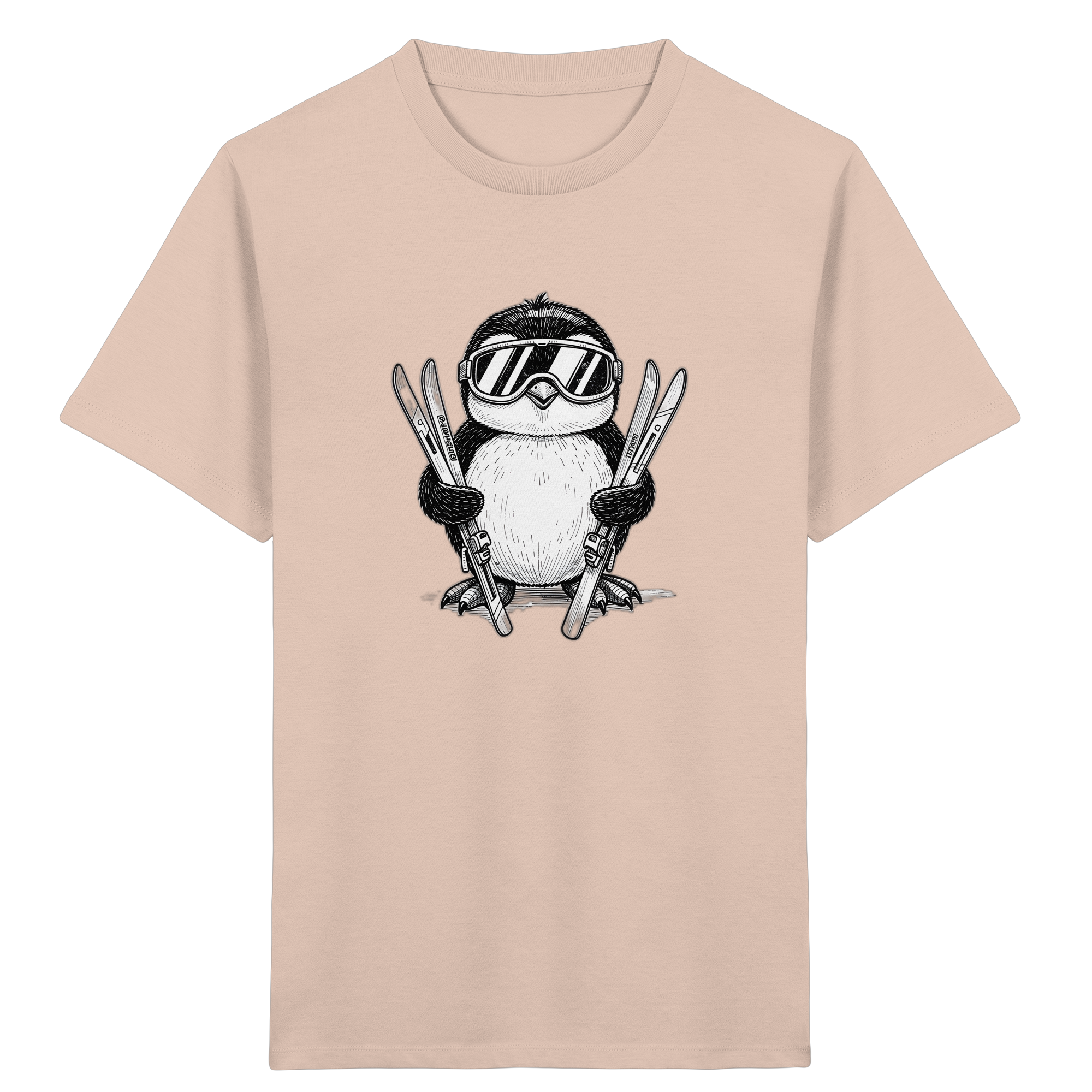 Pinguin auf Skiern Vintage Kinder-T-Shirt