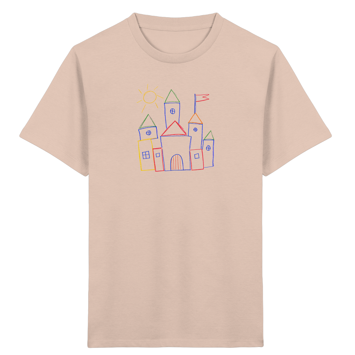 Fröhliches T-Shirt mit Märchenburg Motiv - Kinder Bio T-Shirt