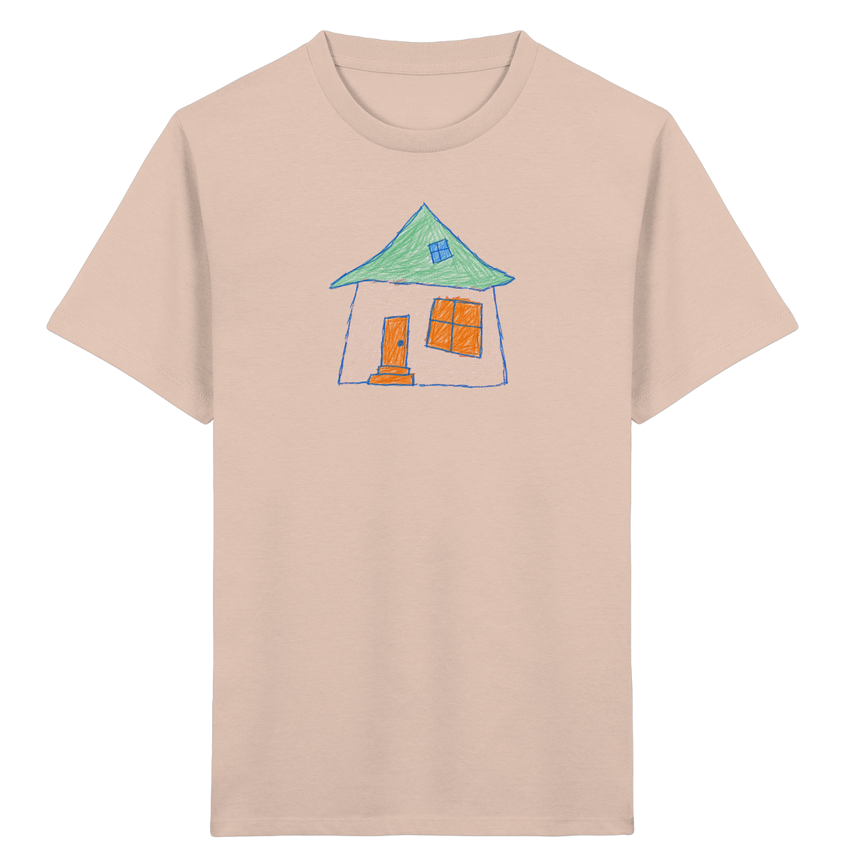 Rosa Haus mit Dachfenster - Kinder Bio T-Shirt
