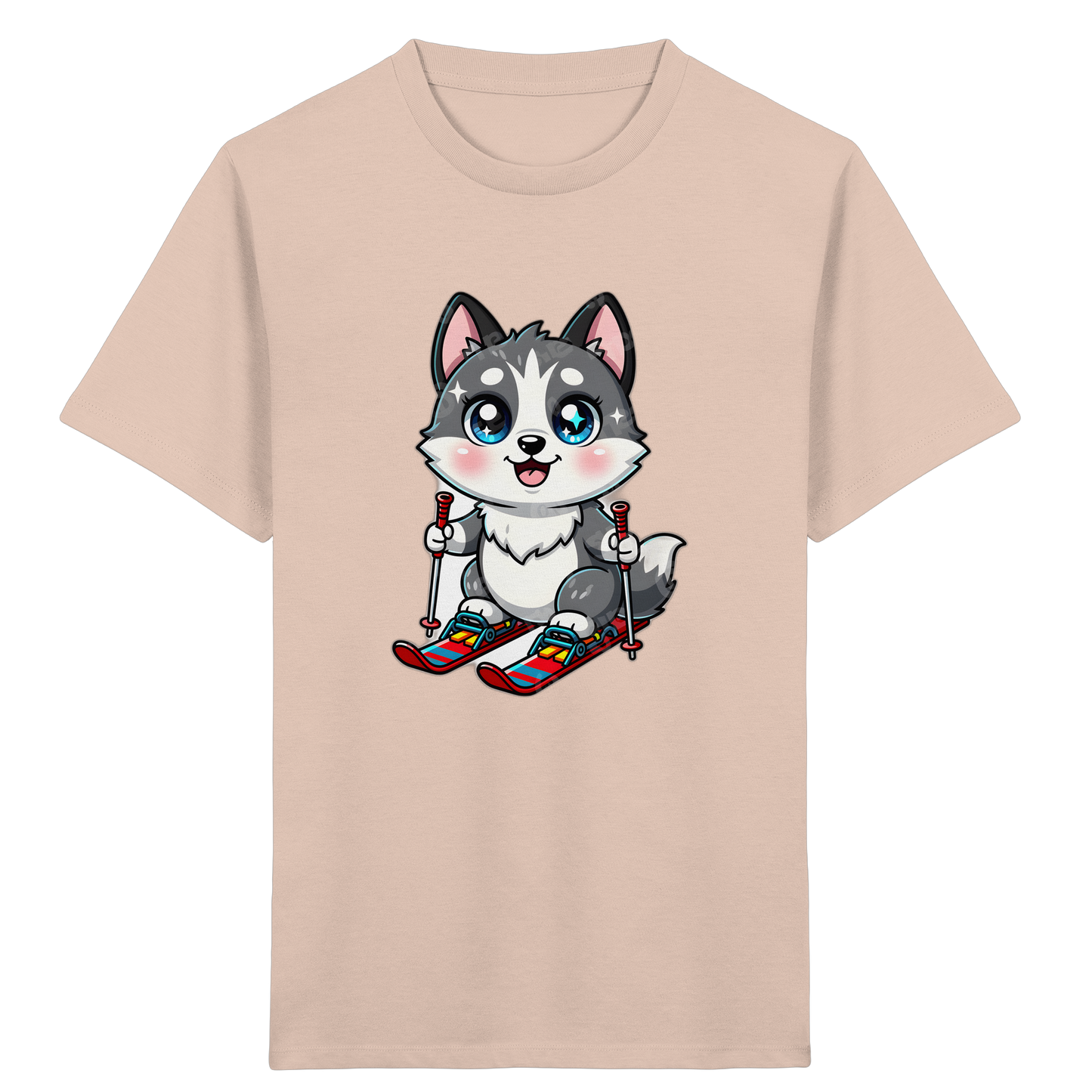 Husky Welpe auf Skiern T-Shirt