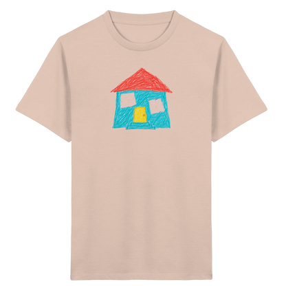 Türkises Haus mit Zwillingsfenstern - Kinder Bio T-Shirt