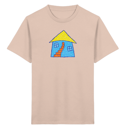 Blaues Treppenhaus Kinderzeichnung - Kinder Bio T-Shirt