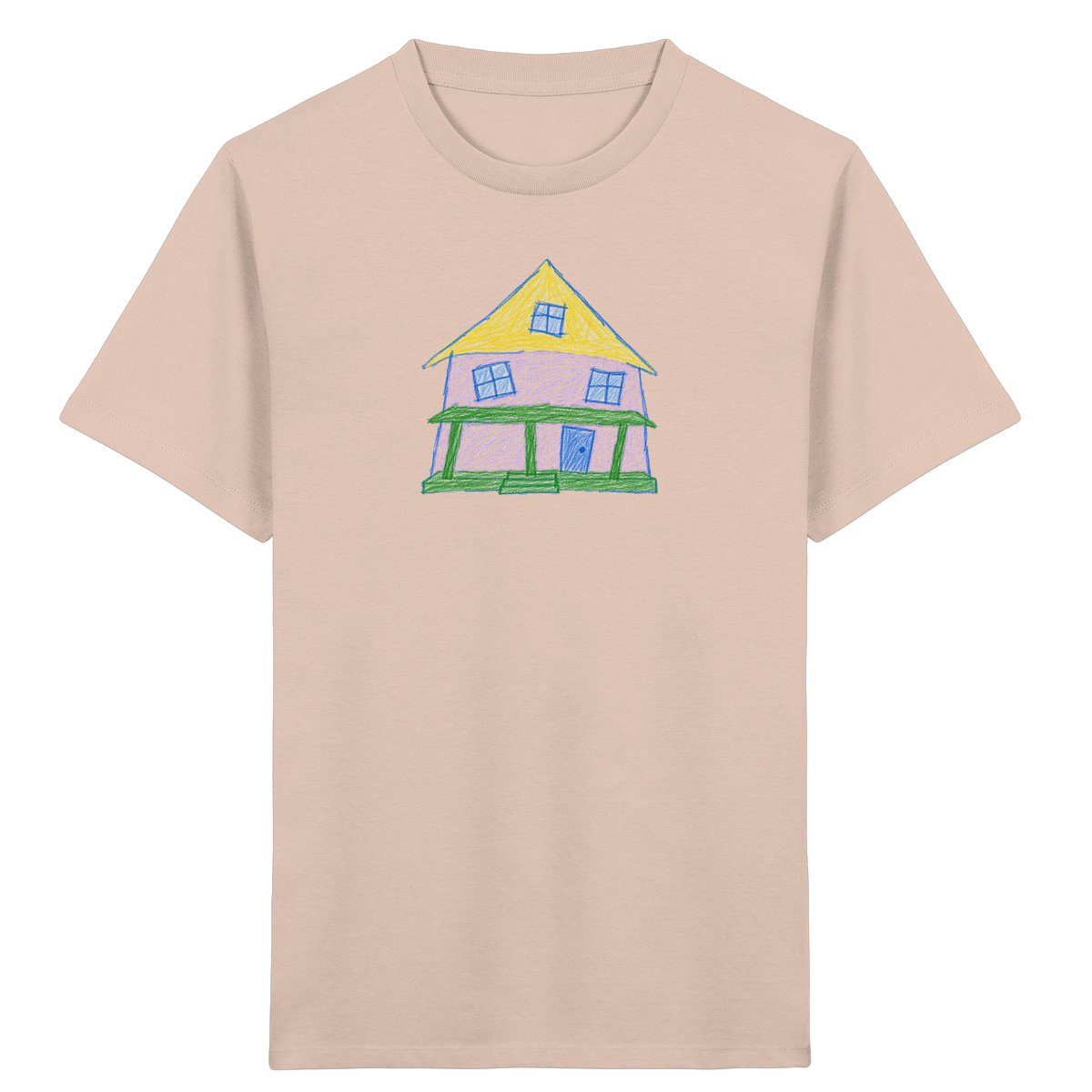 Lila Haus mit Veranda - Kinder Bio T-Shirt