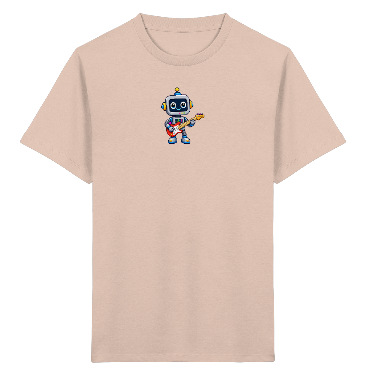 Pixel Roboter rockt E-Gitarre - Kinder T-Shirt