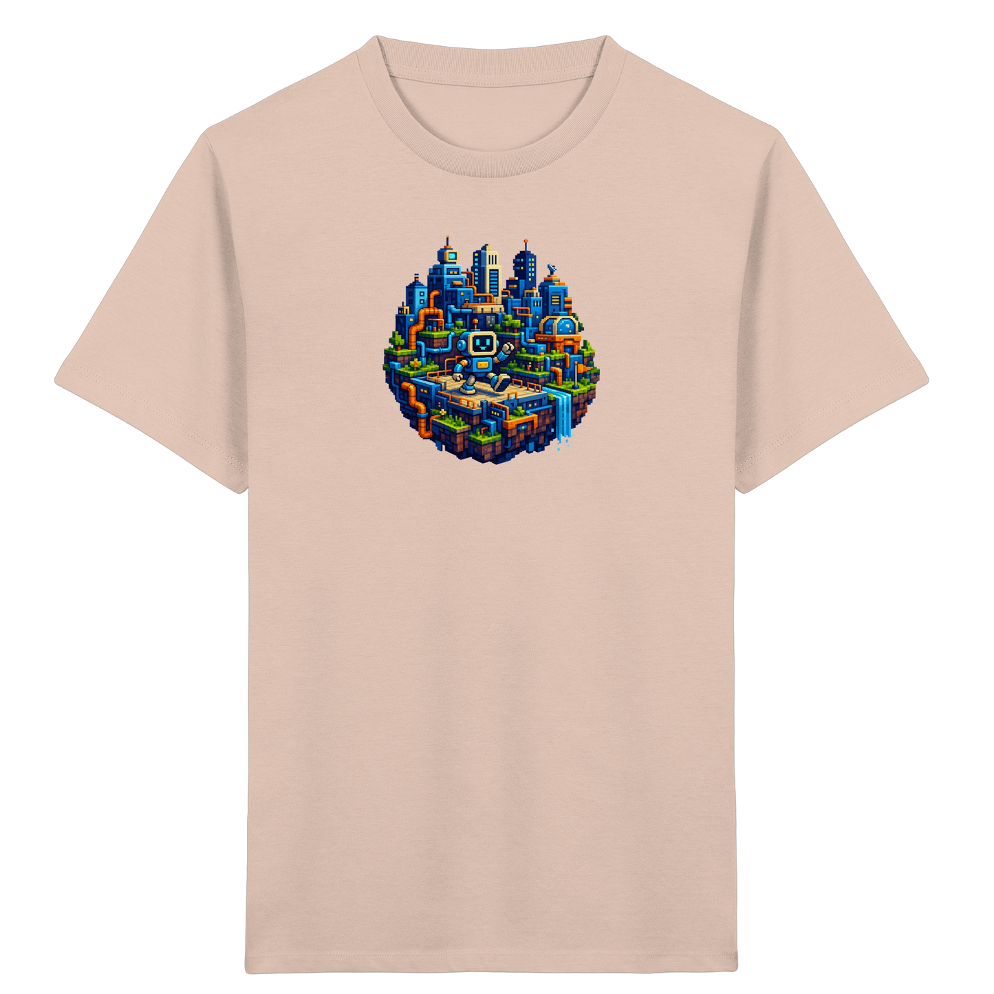 Pixel Roboter Insel Abenteuer T-Shirt - Kinder Bio T-Shirt