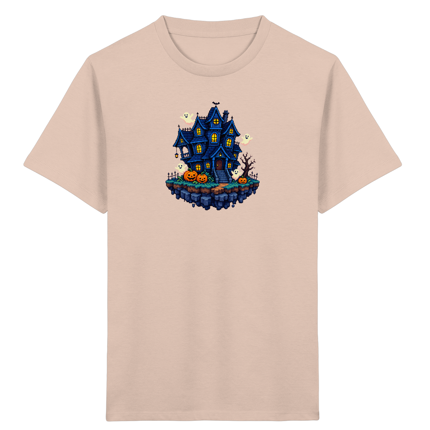 Magisches Pixel Geisterhaus Halloween T-Shirt - Kinder Bio T-Shirt