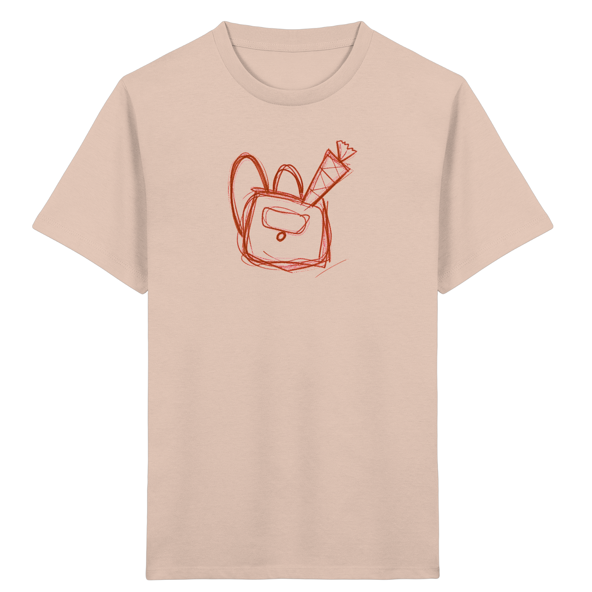 Zimtbrauner Ranzen mit Schultüte - Kinder Bio T-Shirt