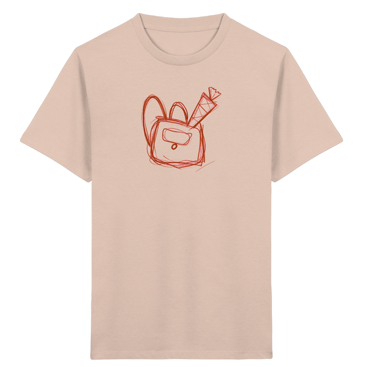Zimtbrauner Ranzen mit Schultüte - Kinder Bio T-Shirt