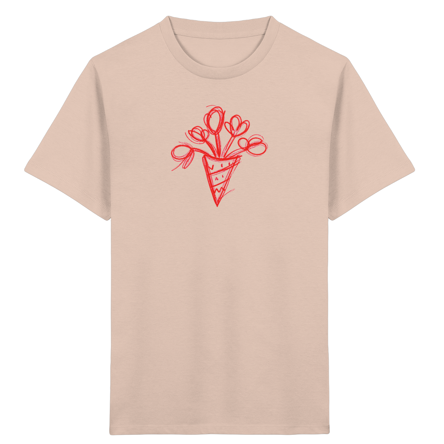 Korallrote Blumenschultüte Kinder T-Shirt - Kinder Bio T-Shirt
